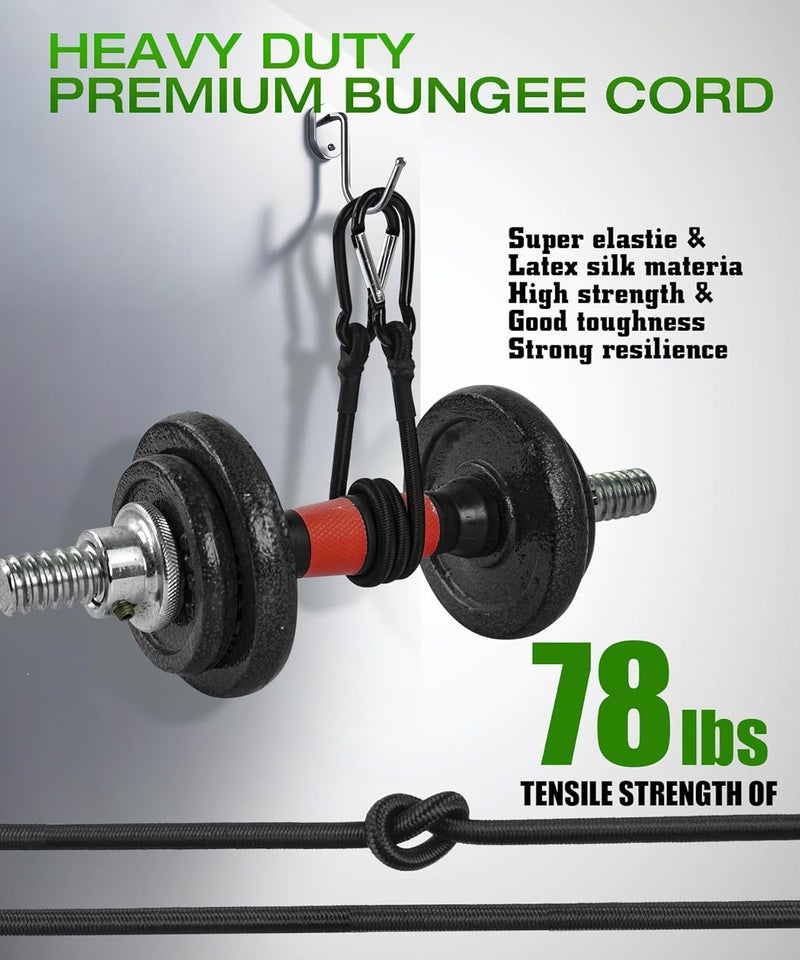 Digank Bungee Cords with Hooks – 4 Pack 24" Heavy Duty Bungee Straps with Carabiner + 4 Ball Bungee Cords 8", for Kayak, Paddle Board, Truck, Camping, Garage,Camping Accessories – Max Load 78 lbs - Image 5